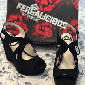 Fergalicious Black Suede Wedge Heels